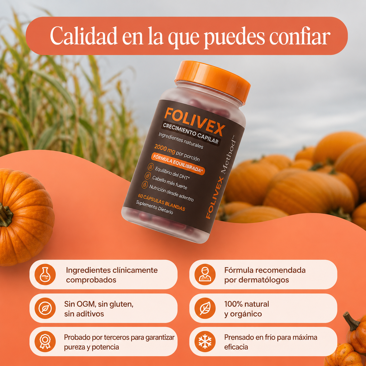 Frasco Folivex crecimiento capilar
